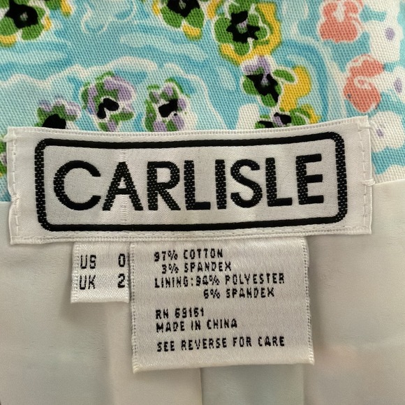 Carlisle Paisley Pencil Skirt Size 0 Front Zipper Bright Spring Colors Pockets - Picture 9 of 10